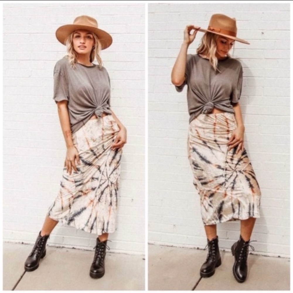 Free People Serious Swagger Velvet Midi Skirt